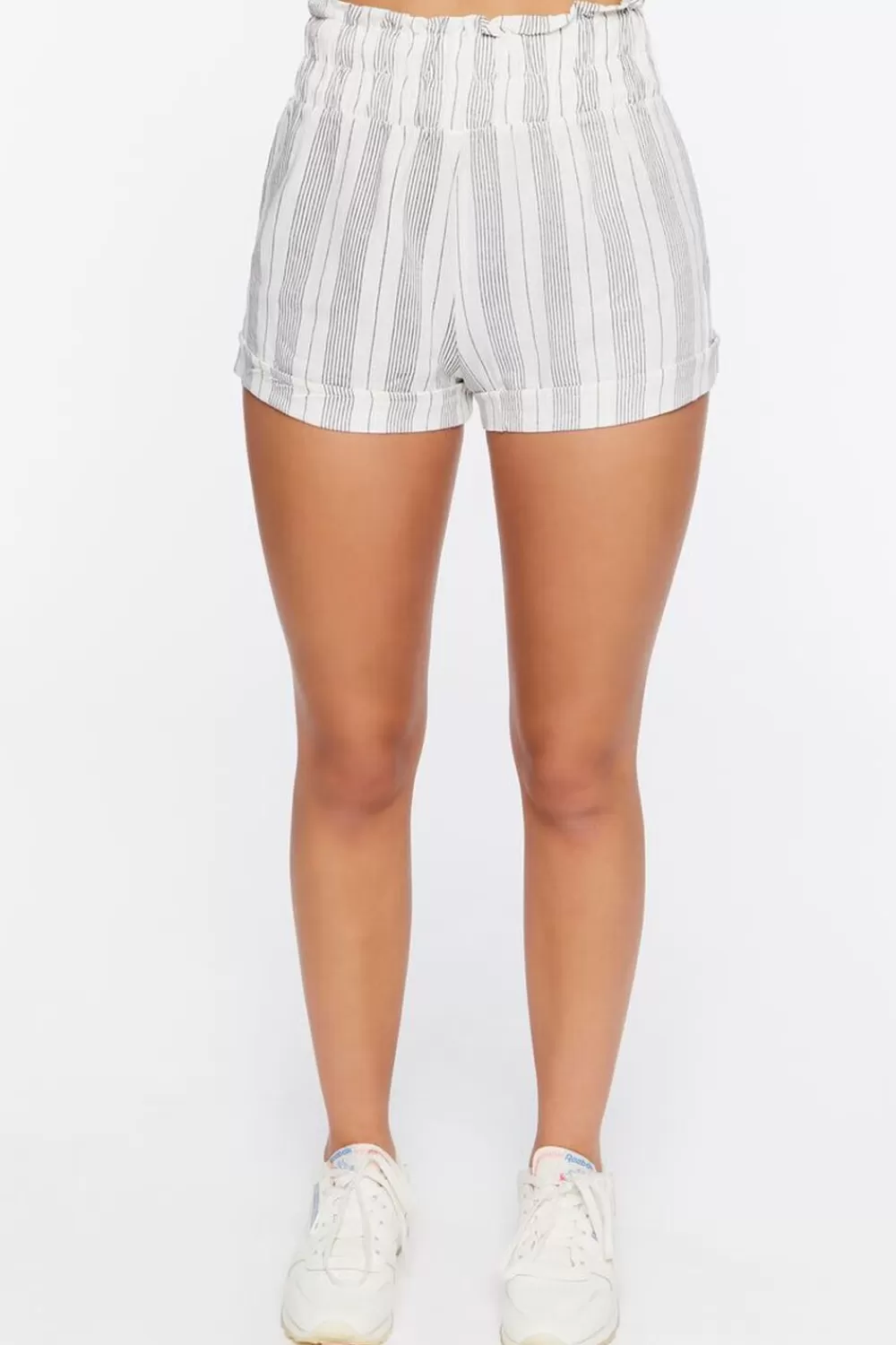 Bottoms>Forever 21 Striped Pull-On Shorts Cream/Black