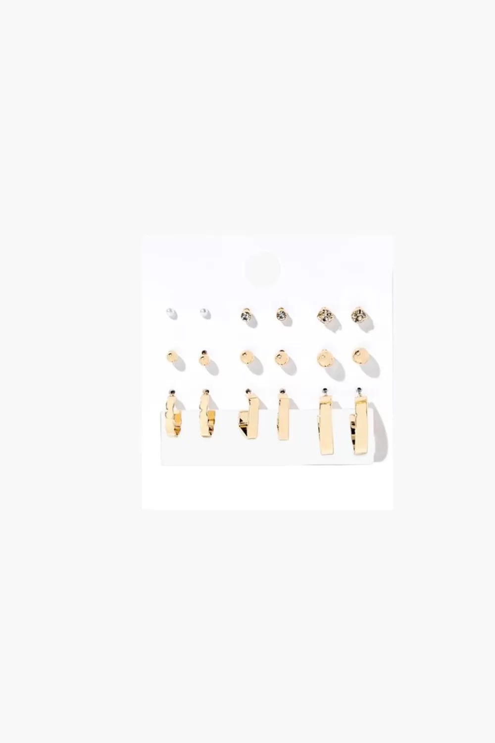 Earrings>Forever 21 Stud & Hoop Earring Set Gold/Clear