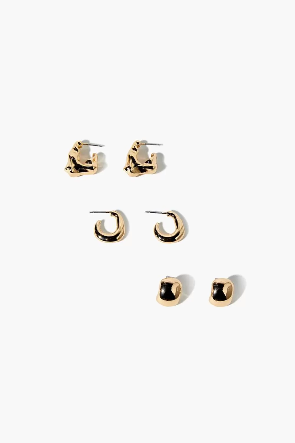 Earrings>Forever 21 Stud & Hoop Earrings Set Gold