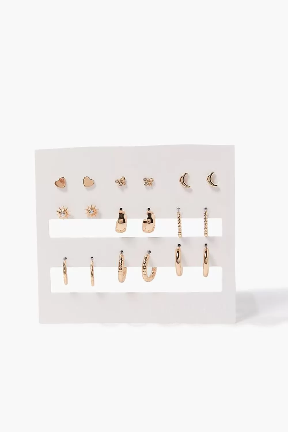 Earrings>Forever 21 Stud & Open-End Hoop Earring Set Gold