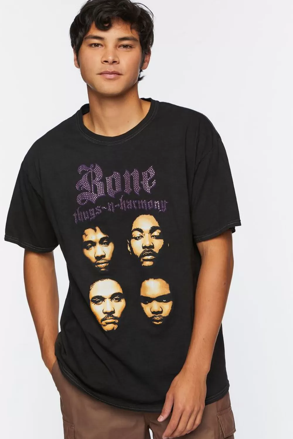 Graphic Tees>Forever 21 Studded Bone Thugs-N-Harmony Graphic Tee Black/Multi