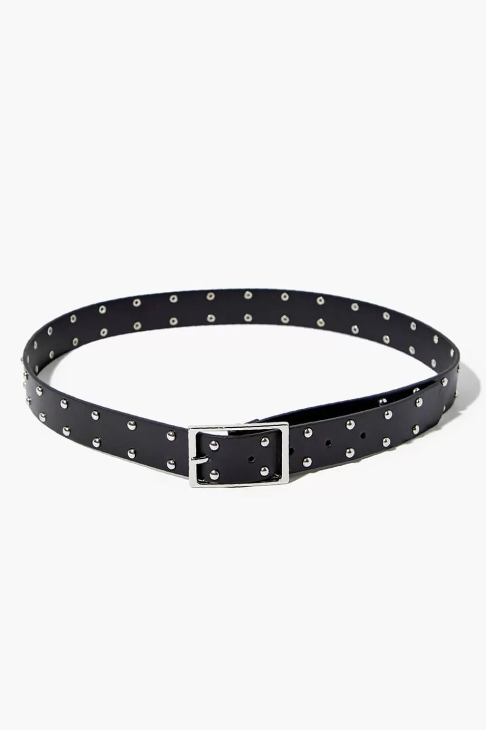 Belts>Forever 21 Studded Faux Leather Hip Belt Black/Silver