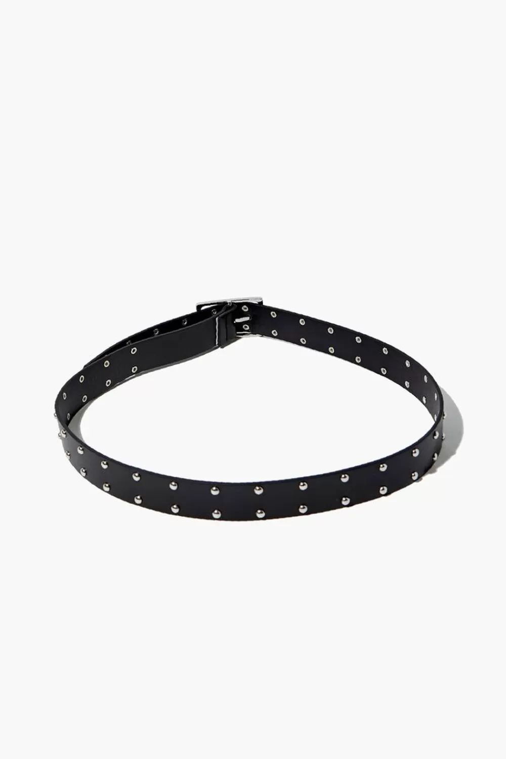 Belts>Forever 21 Studded Faux Leather Hip Belt Black/Silver