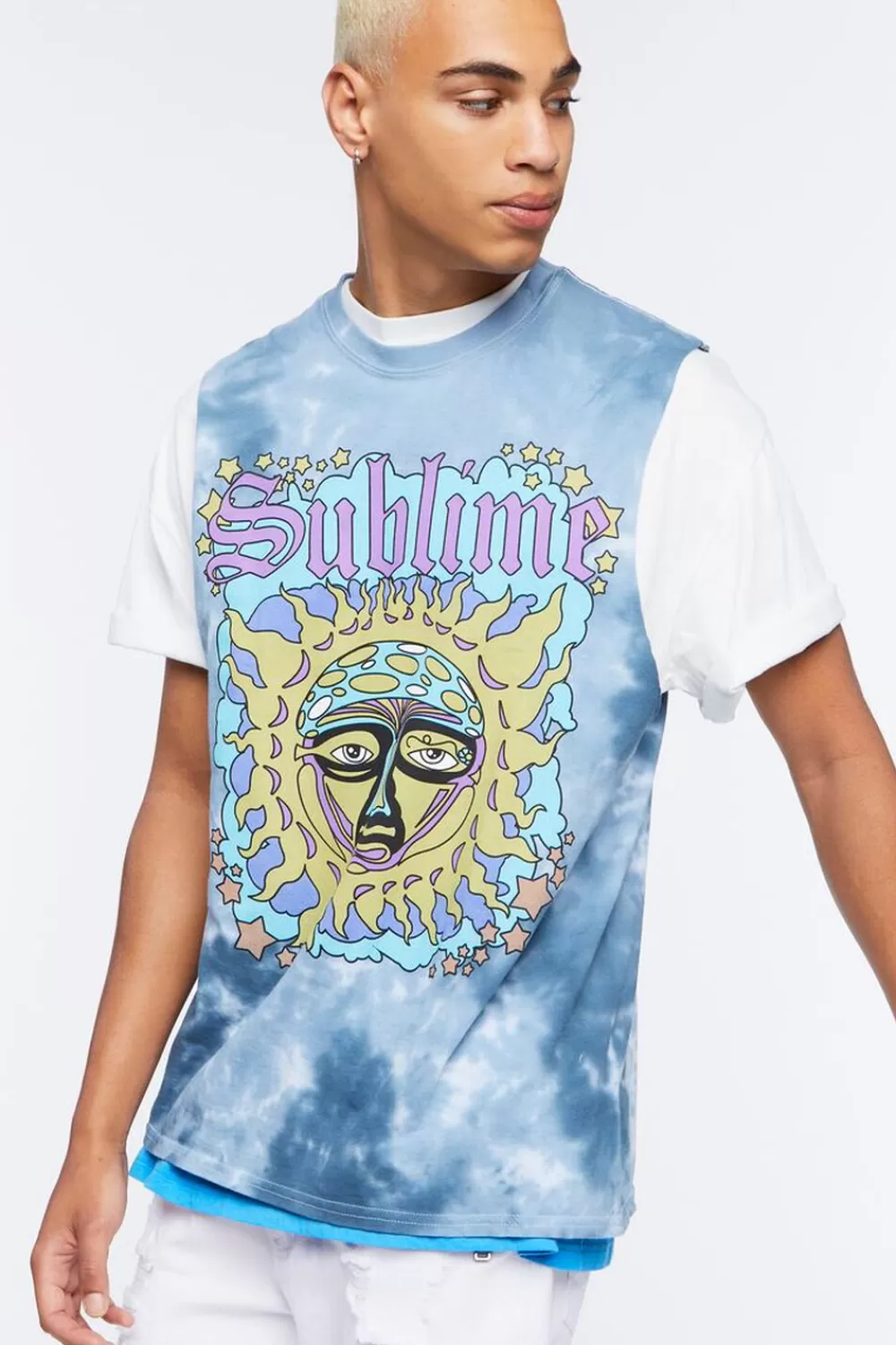 Graphic Tees>Forever 21 Sublime Graphic Muscle Tee Blue/Multi