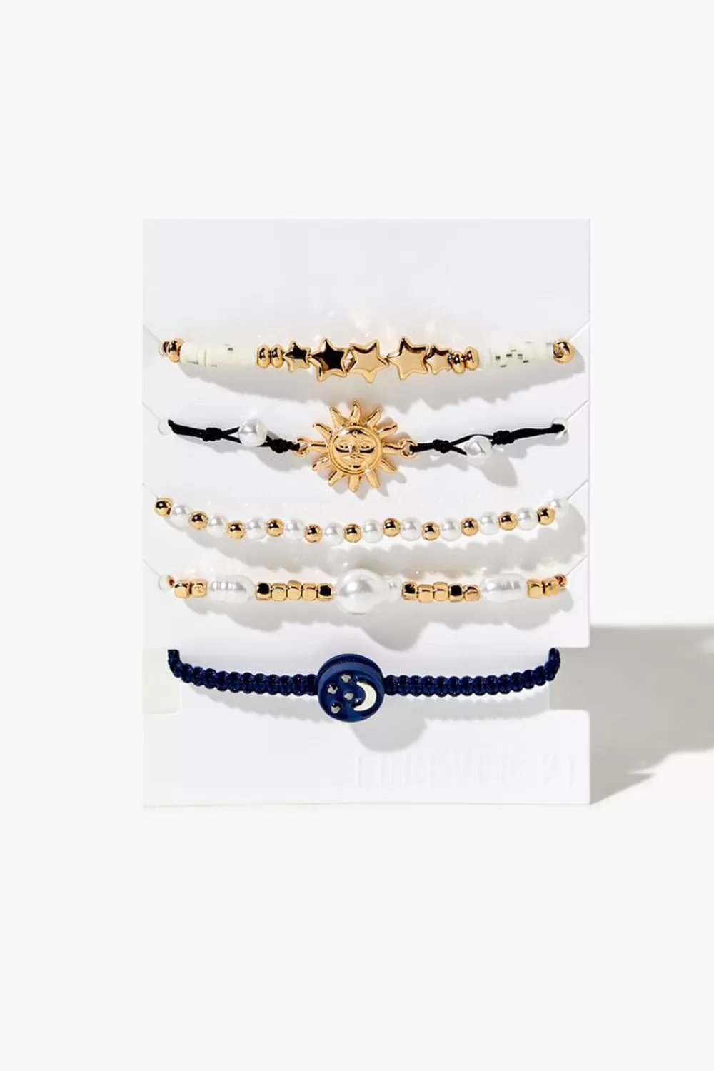 Bracelets>Forever 21 Sun & Moon Bracelet Set Blue/Gold