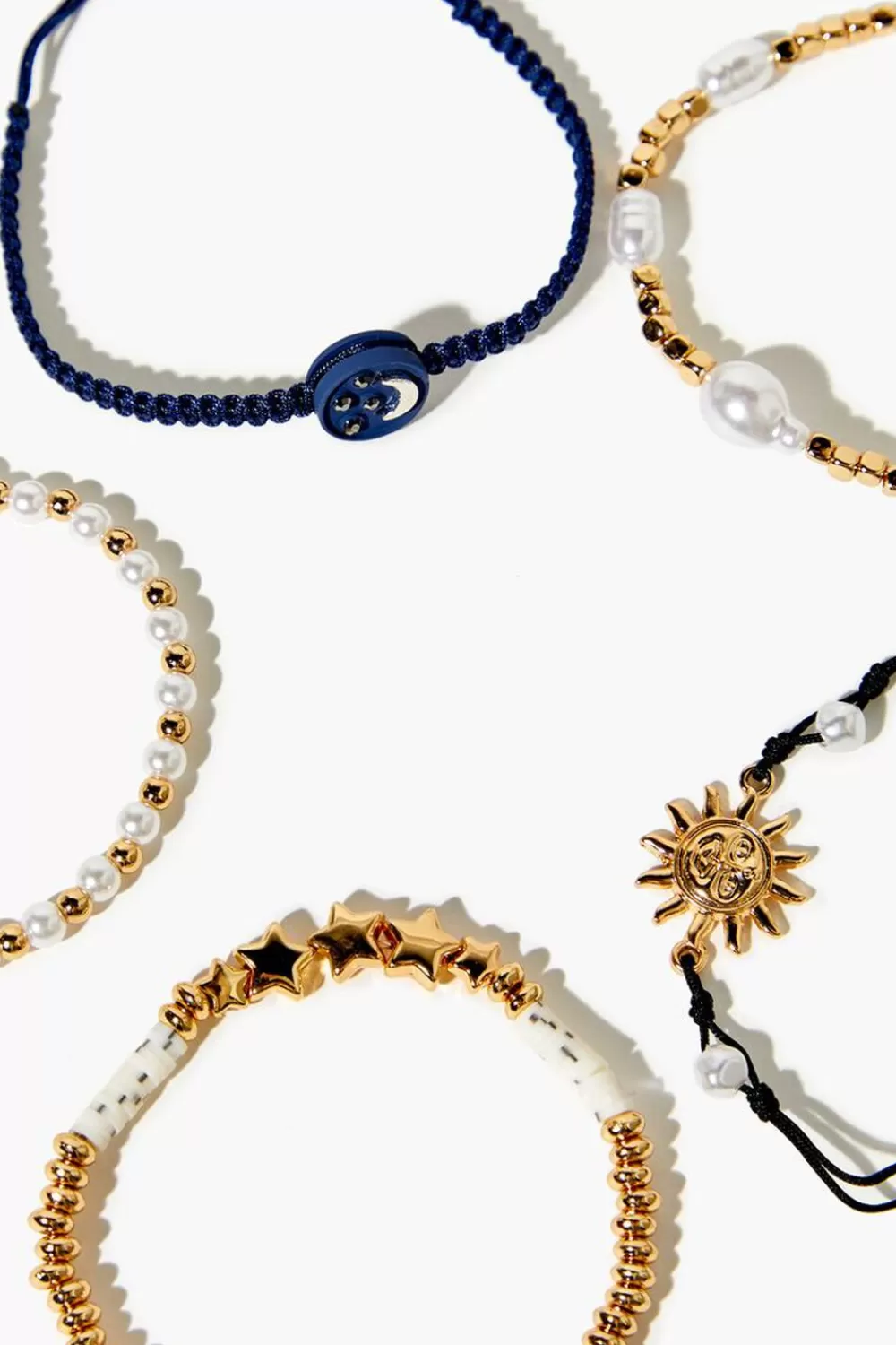 Bracelets>Forever 21 Sun & Moon Bracelet Set Blue/Gold