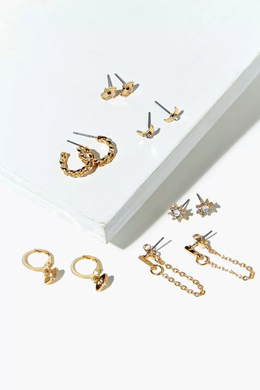 Earrings>Forever 21 Sun & Moon Stud & Hoop Earring Set Gold