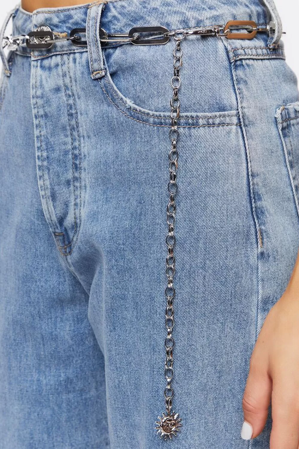 Belts>Forever 21 Sun Charm Chain Belt Silver