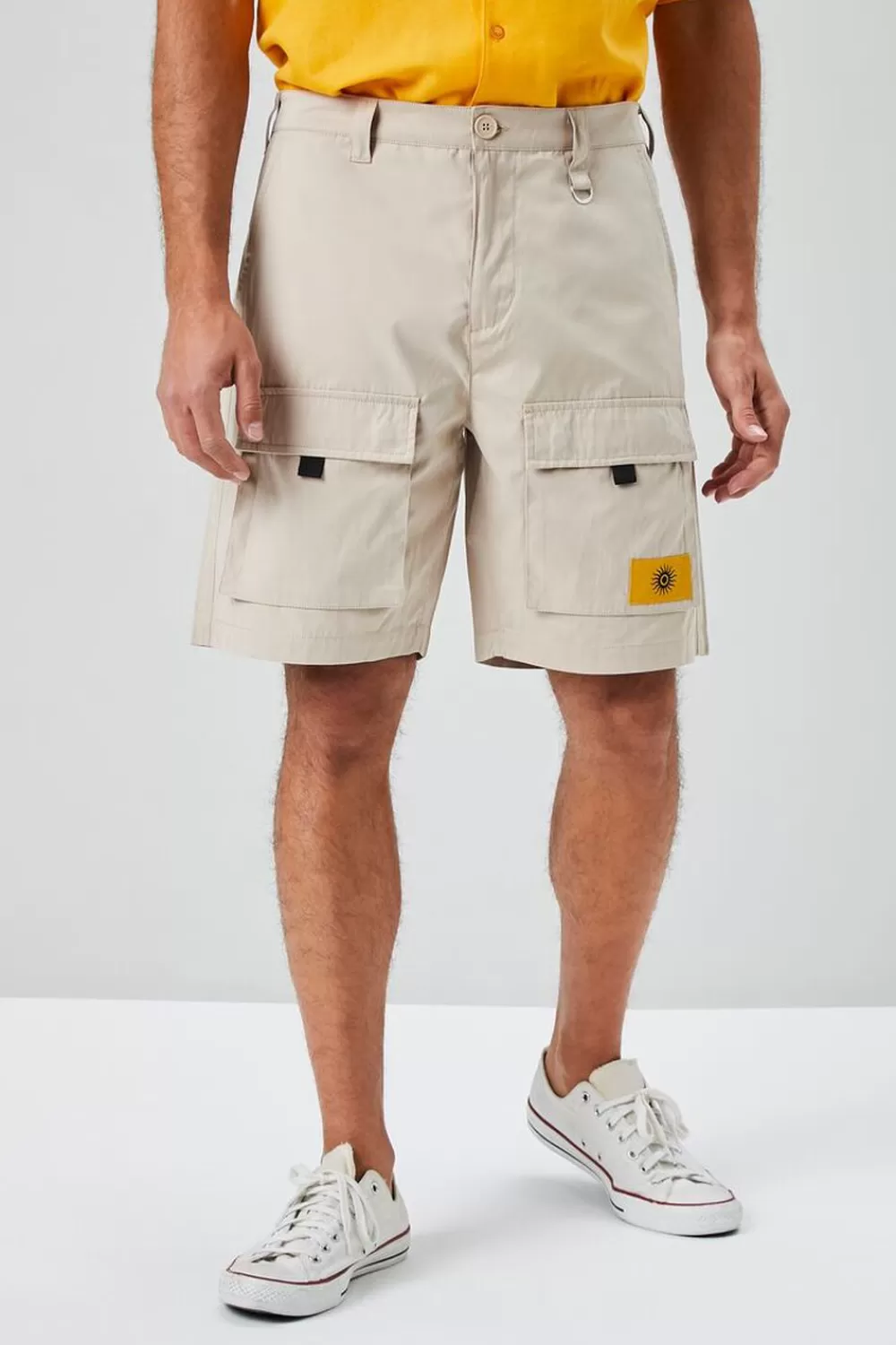 Bottoms>Forever 21 Sun Patch Graphic Cargo Shorts Taupe