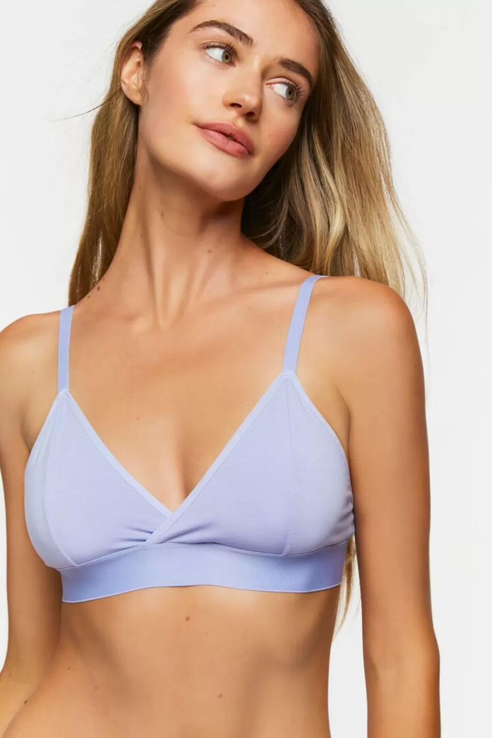 Loungewear>Forever 21 Surplice Triangle Bralette Blue Moon