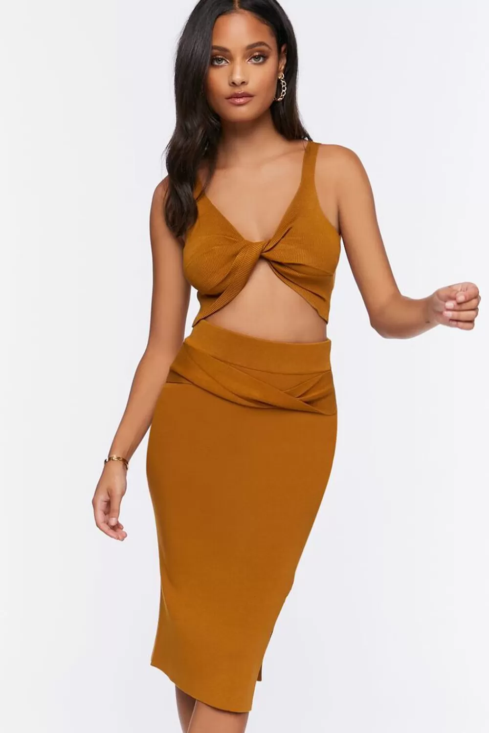 Forever 21 Sweater-Knit Crop Top & Skirt Set | Women Tops