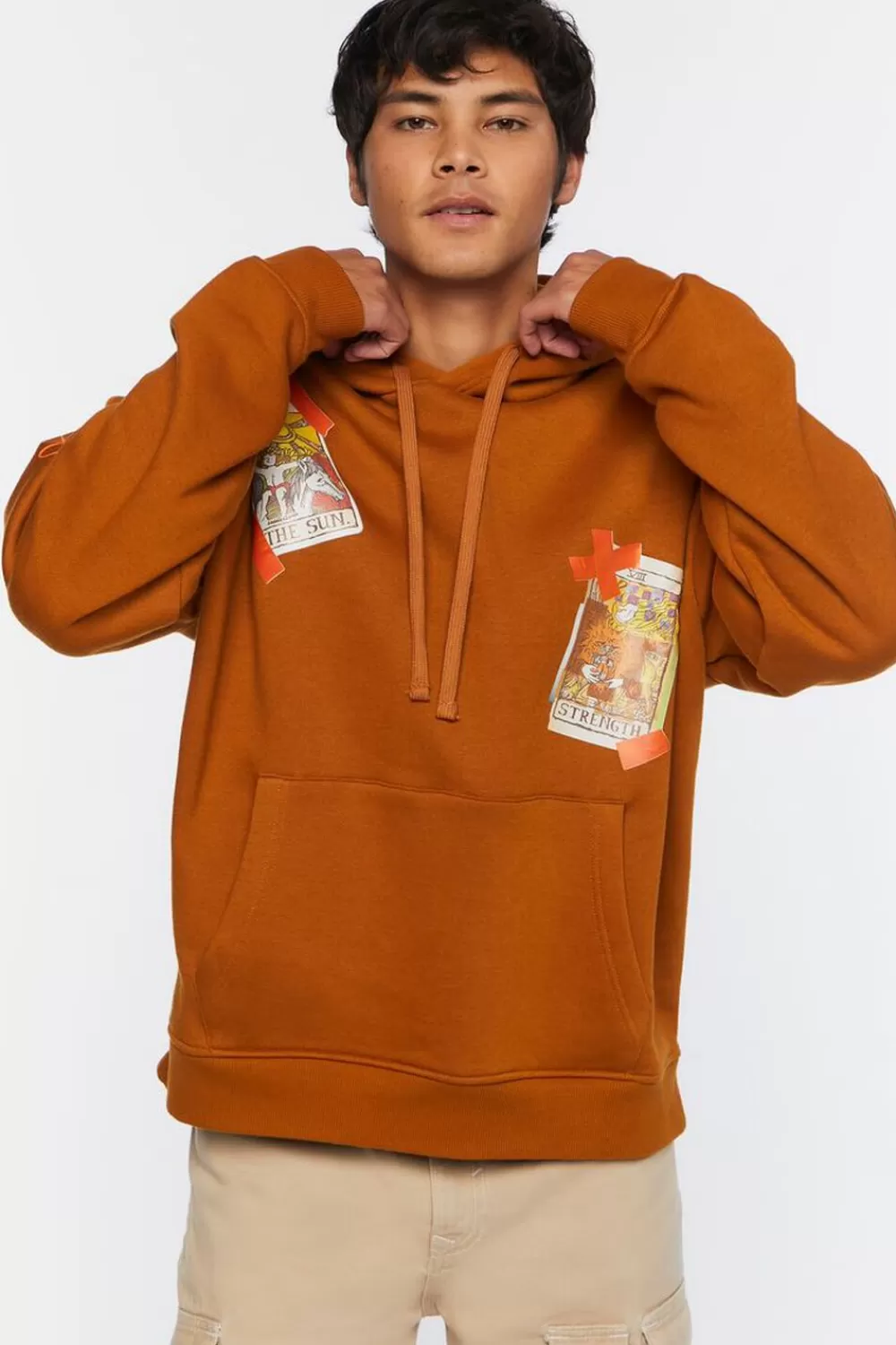 Graphic Tees>Forever 21 Tarot Card Graphic Hoodie Bronze/Multi