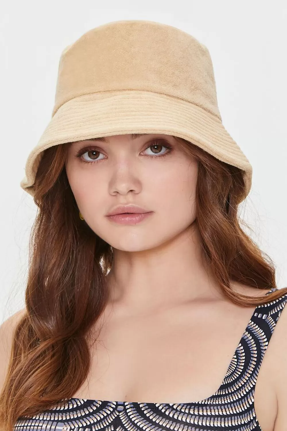 Hats + Beanies>Forever 21 Terry Cloth Bucket Hat Tan