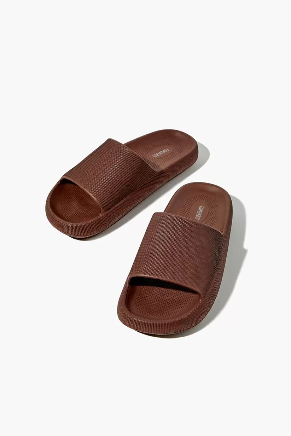 Swimwear>Forever 21 Textured Almond-Toe Slides Brown