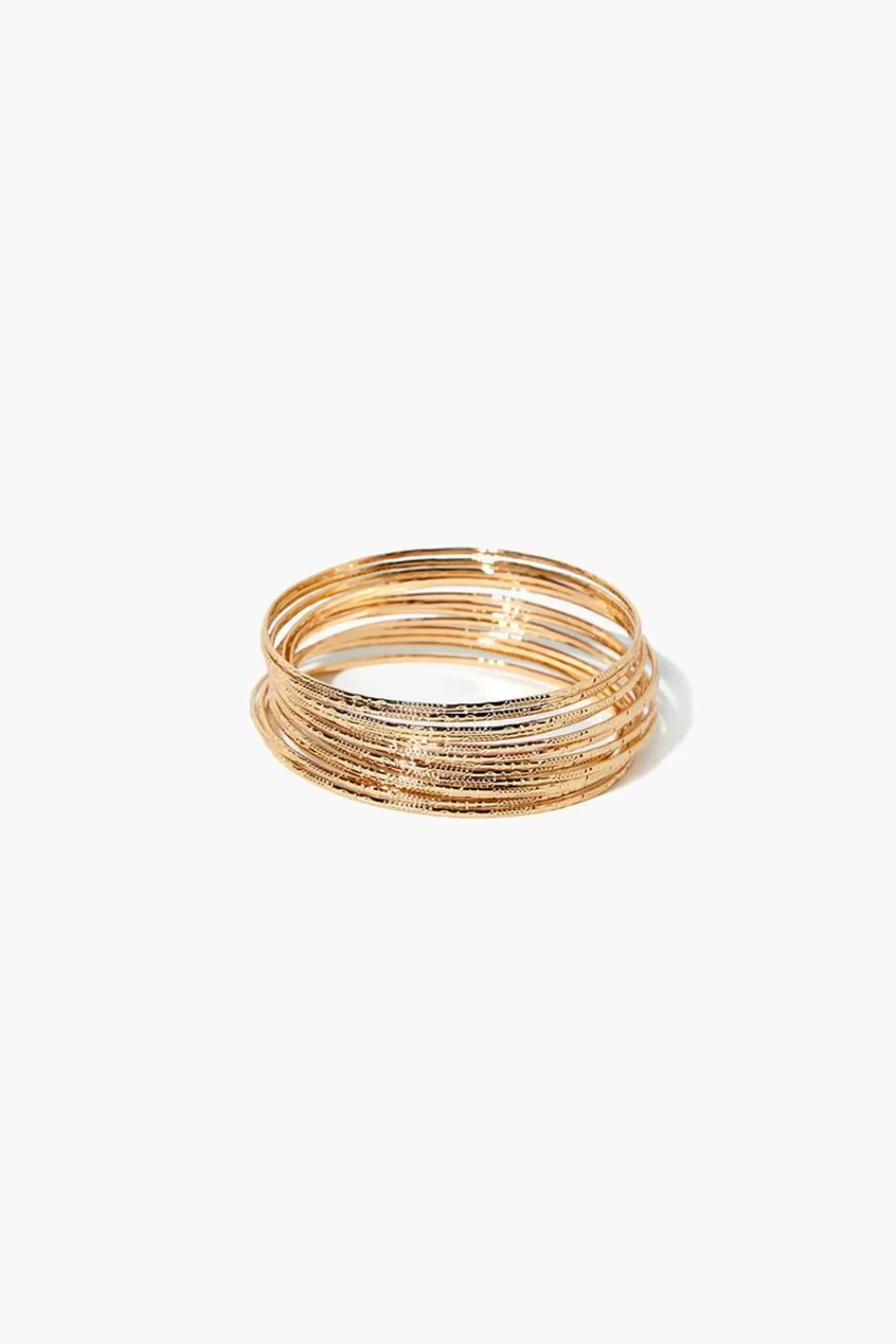 Bracelets>Forever 21 Textured Bangle Bracelet Set Gold