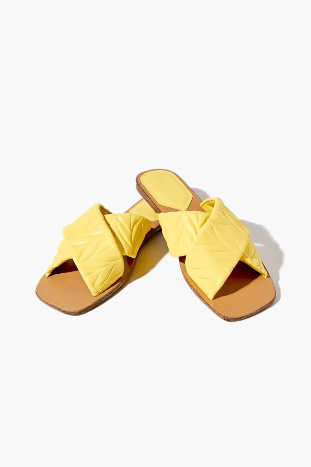 Swimwear>Forever 21 Textured Crisscross Sandals Yellow