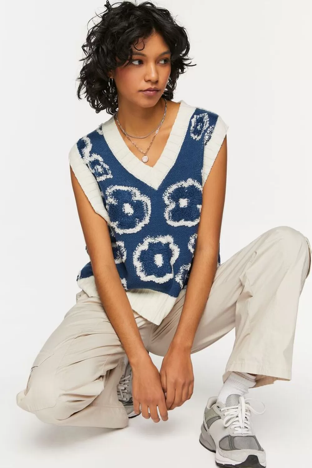 Forever 21 Textured Floral Print Sweater Vest | Women Tops