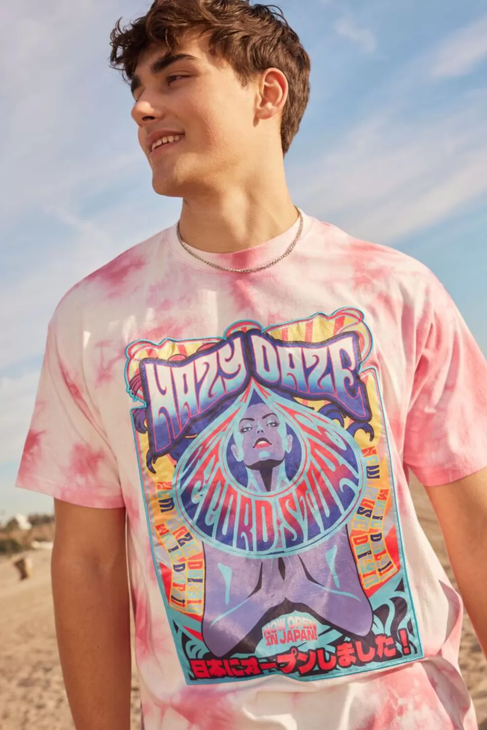 Graphic Tees>Forever 21 Tie-Dye Hazy Daze Graphic Tee Hot Pink/Multi