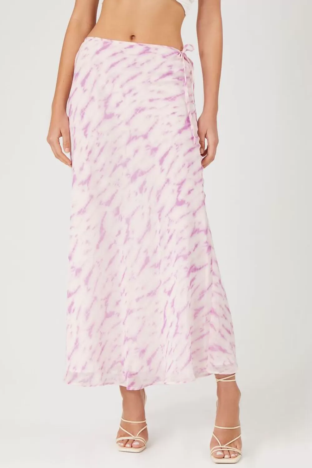 Bottoms>Forever 21 Tie-Dye Slip Midi Skirt Ivory/Multi