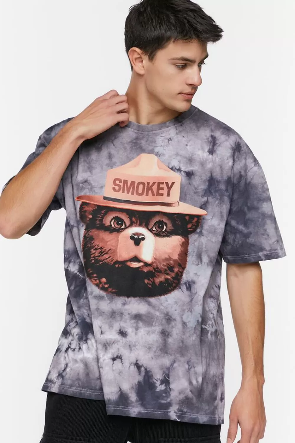 Graphic Tees>Forever 21 Tie-Dye Smokey Bear Graphic Tee Black/Multi