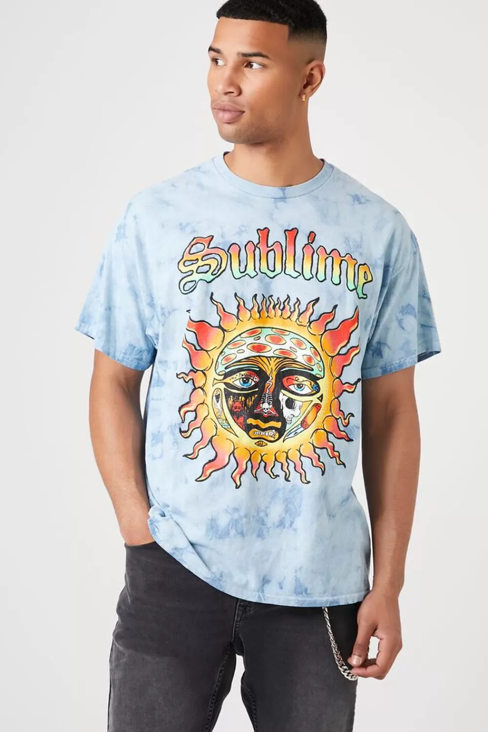 Graphic Tees>Forever 21 Tie-Dye Sublime Graphic Tee Sky Blue/Multi