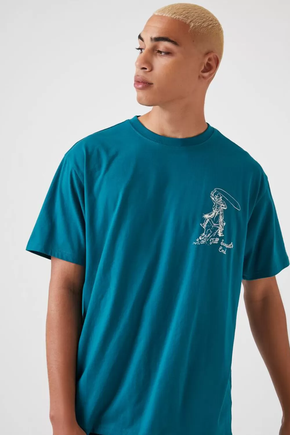 Graphic Tees>Forever 21 Till Sunsets End Graphic Tee Azure/Multi