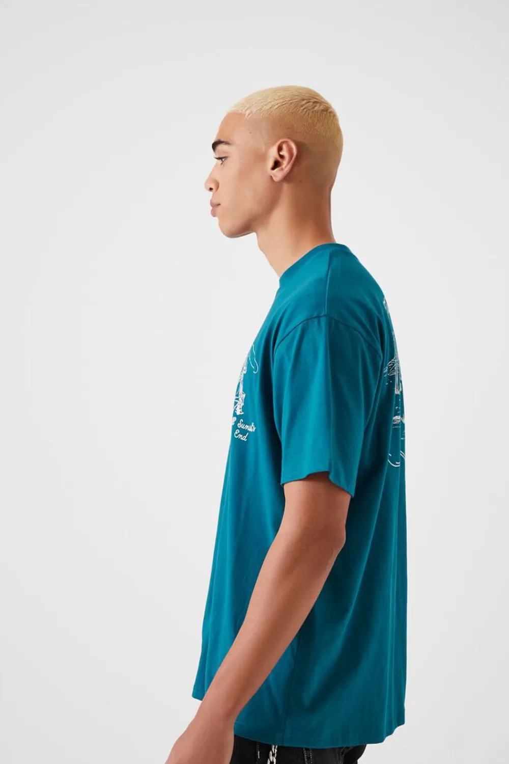 Graphic Tees>Forever 21 Till Sunsets End Graphic Tee Azure/Multi