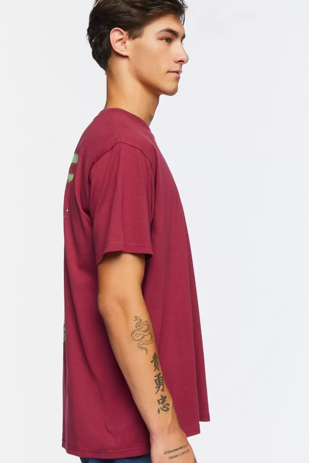 Graphic Tees>Forever 21 Time Flies Graphic Tee Burgundy/Multi