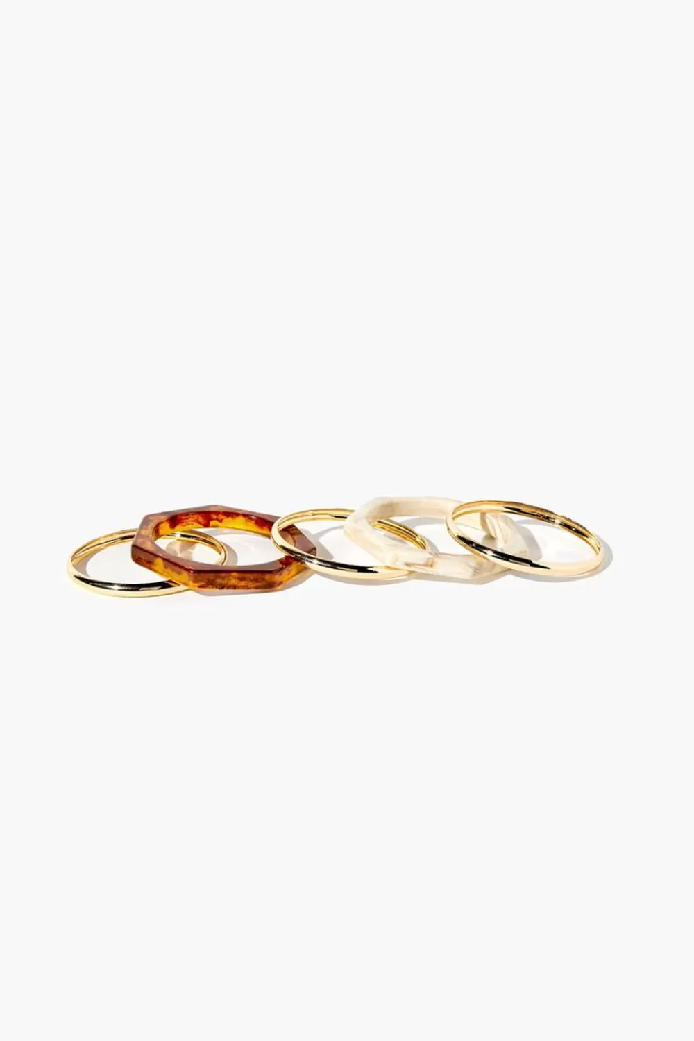 Bracelets>Forever 21 Tortoiseshell & Marble Bangle Bracelet Set Gold/Brown