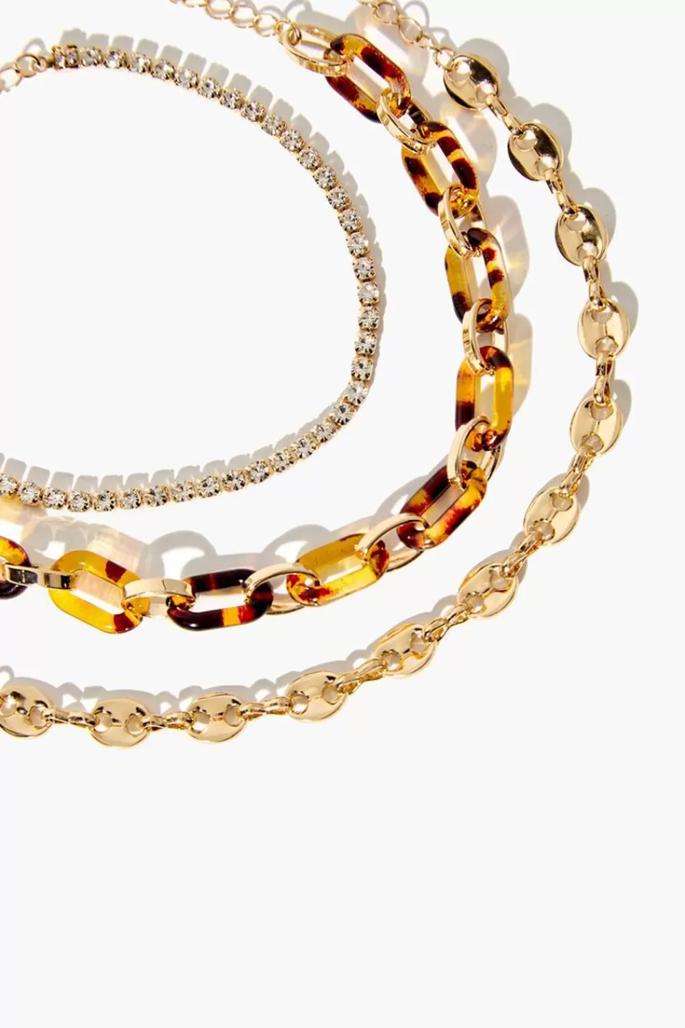 Bracelets>Forever 21 Tortoiseshell Chain Bracelet Set Gold