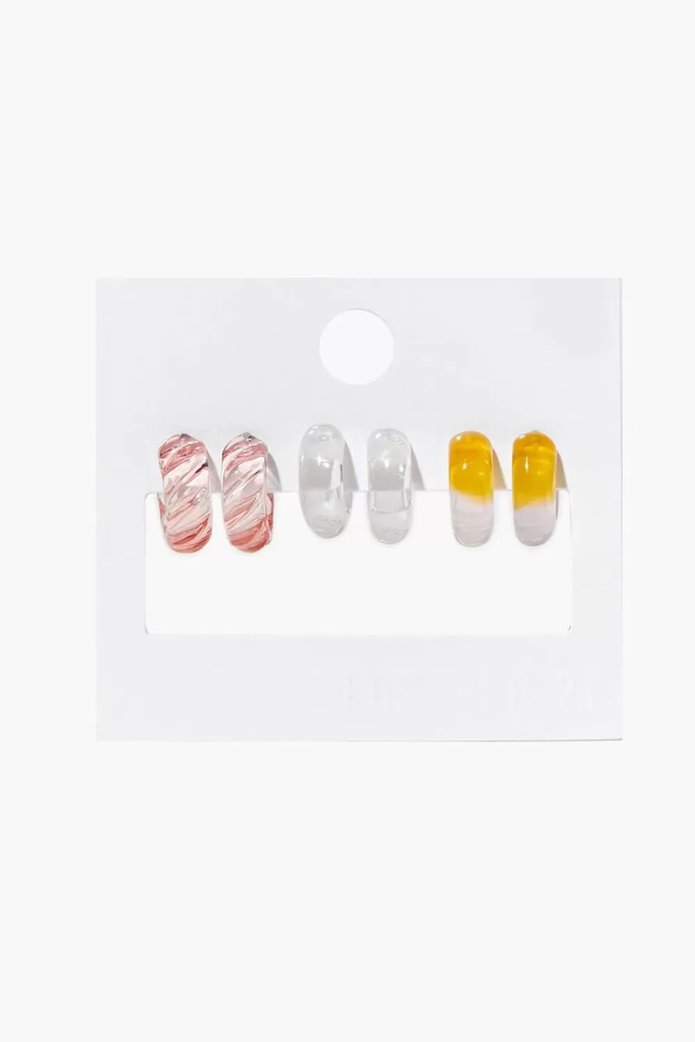 Earrings>Forever 21 Transparent Hoop Earring Set Pink/Yellow