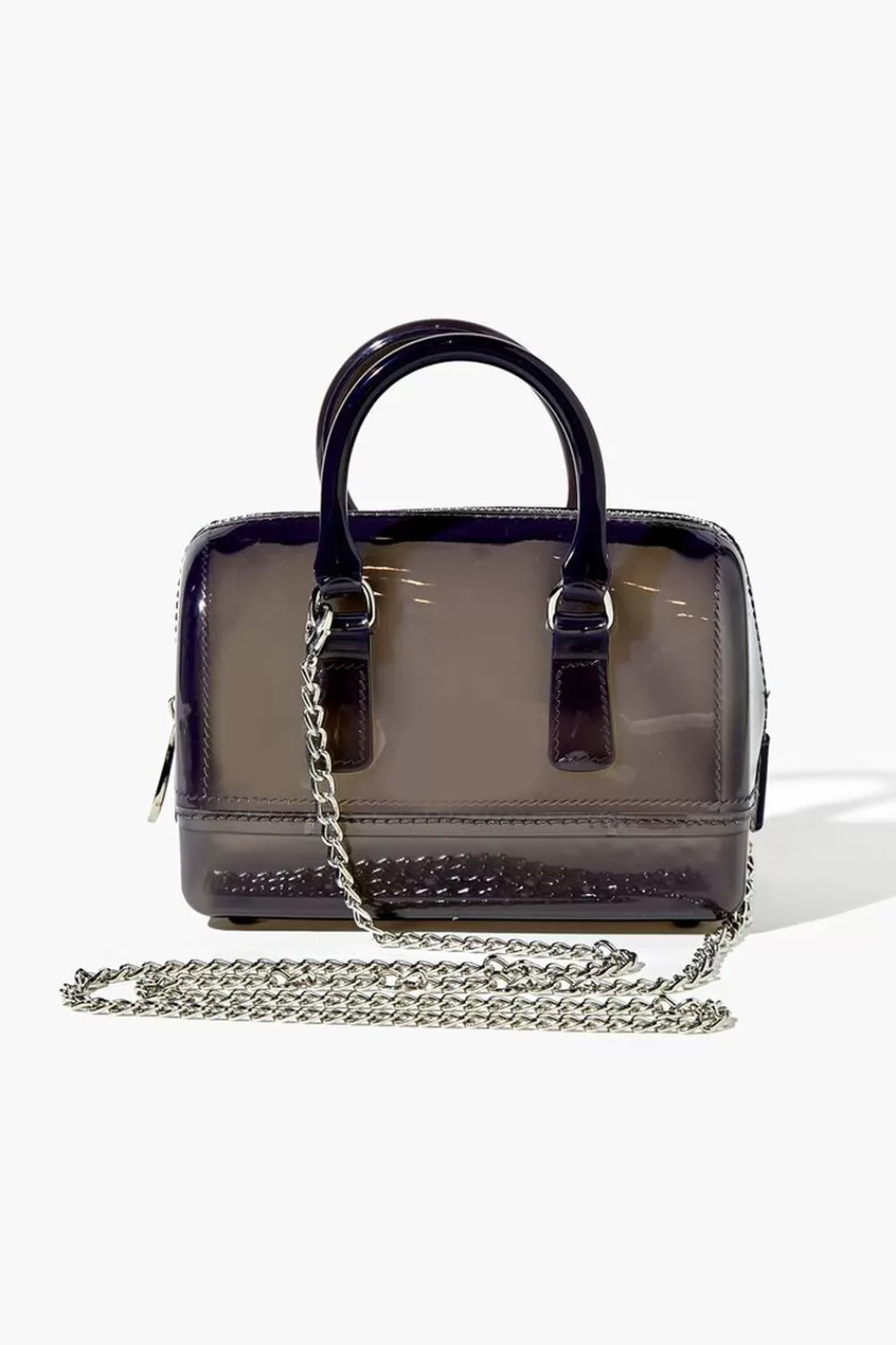 Bags + Backpacks>Forever 21 Transparent Mini Crossbody Bowler Bag Black