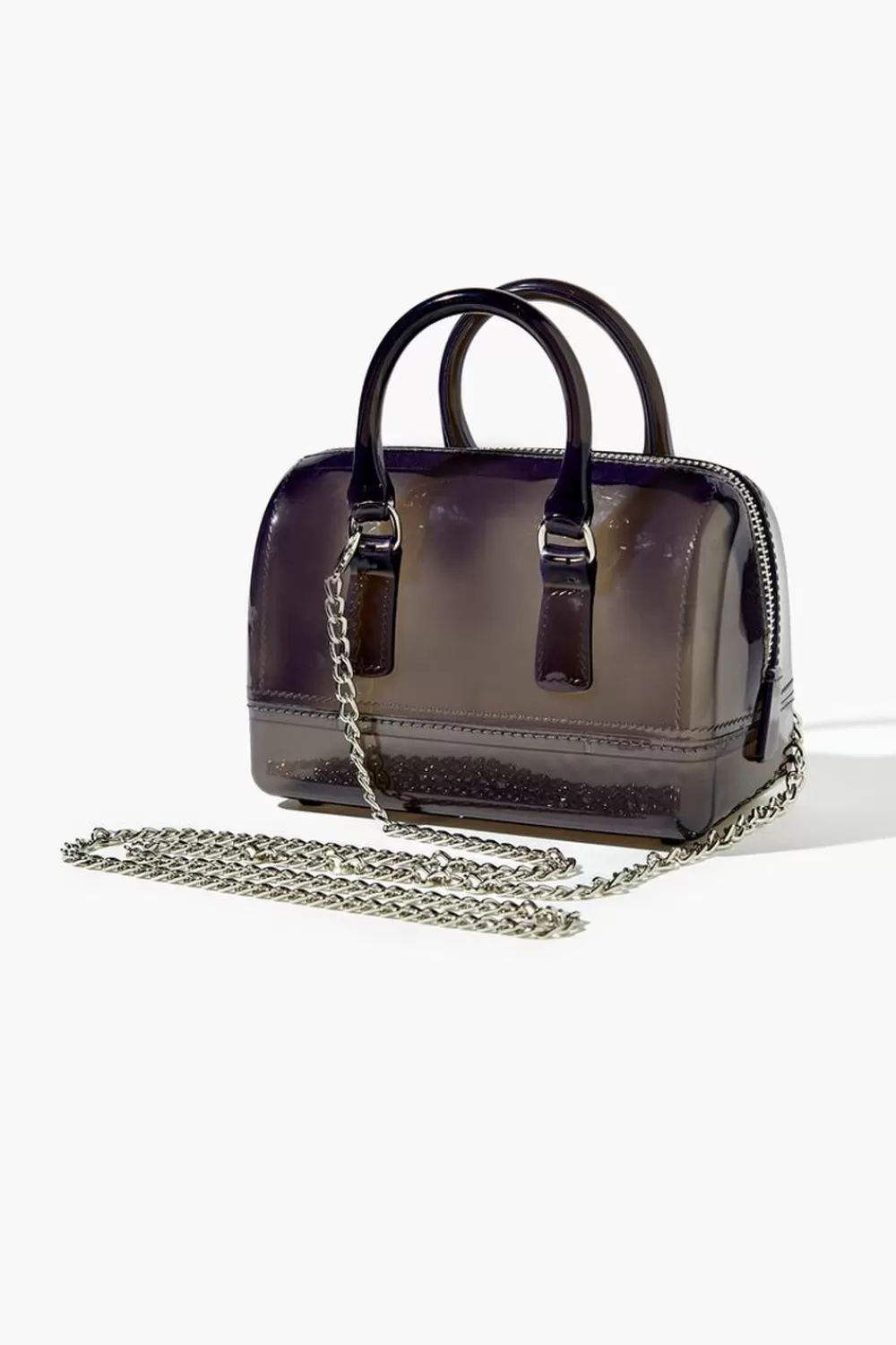 Bags + Backpacks>Forever 21 Transparent Mini Crossbody Bowler Bag Black