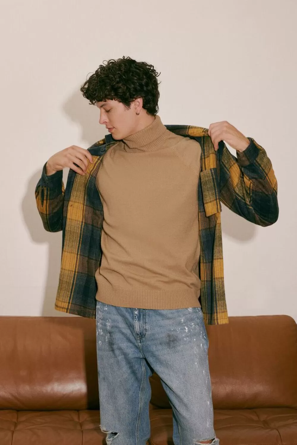 Hoodies + Sweatshirts>Forever 21 Turtleneck Raglan Sweater Brown