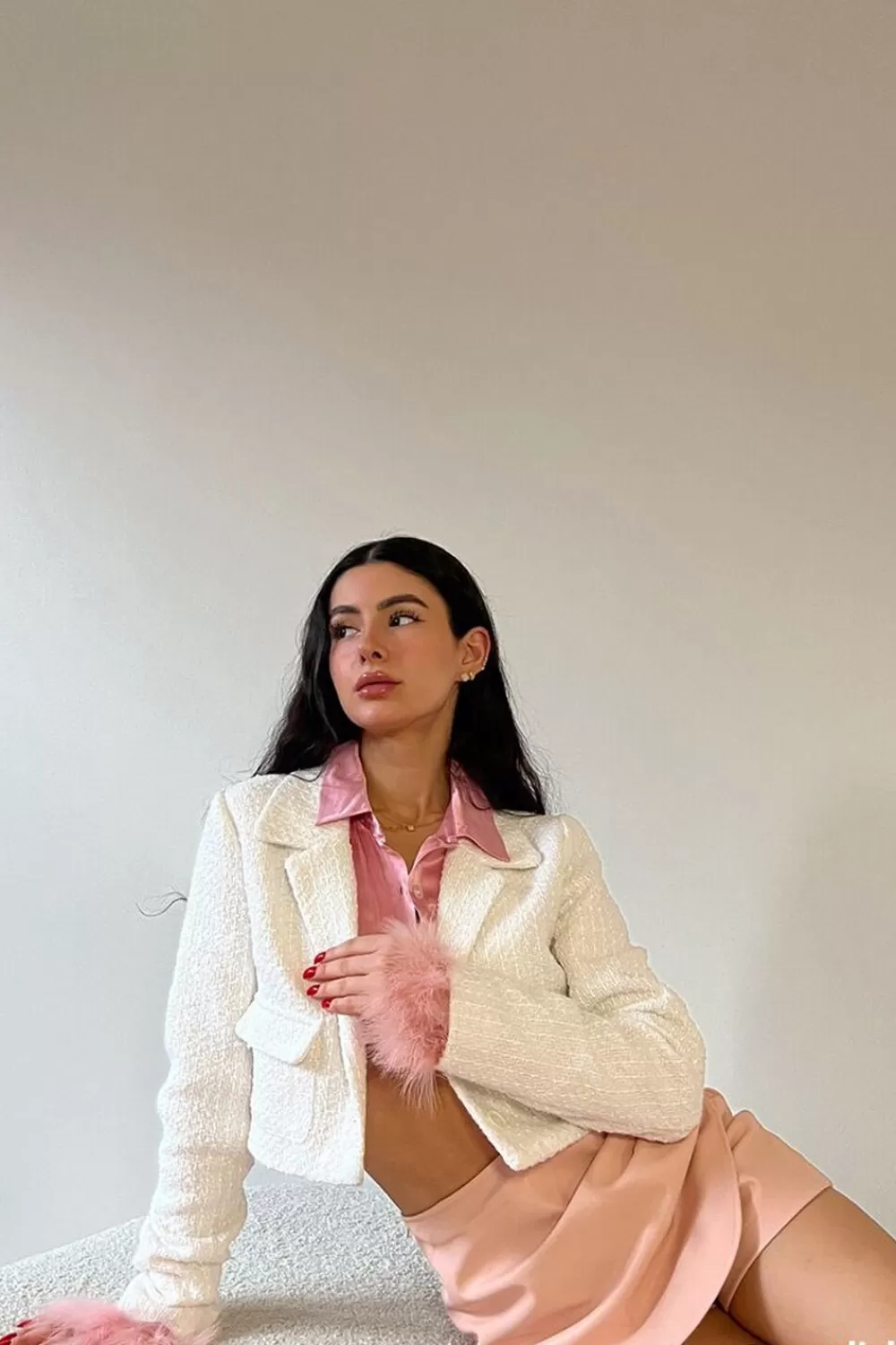 Matching Sets>Forever 21 Tweed Cropped Blazer White/White