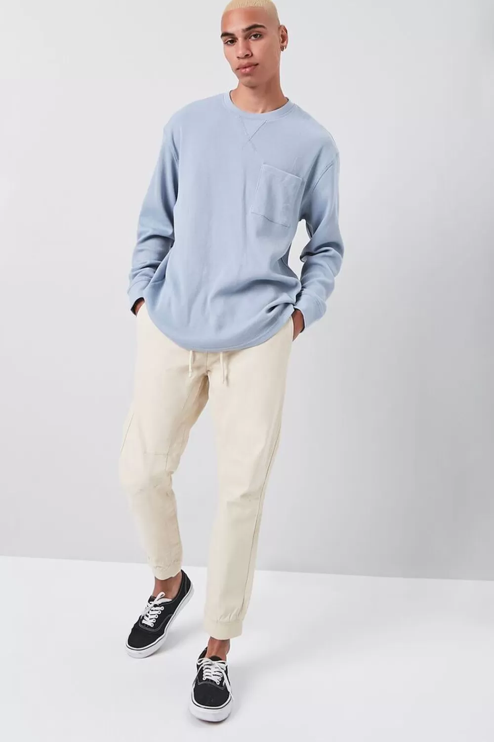 Bottoms>Forever 21 Twill Drawstring Joggers Khaki