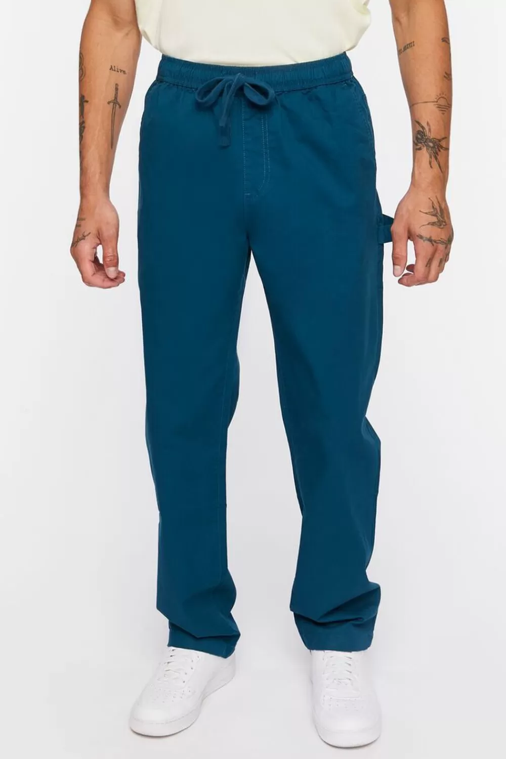 Bottoms>Forever 21 Twill Drawstring Pants Deep Blue