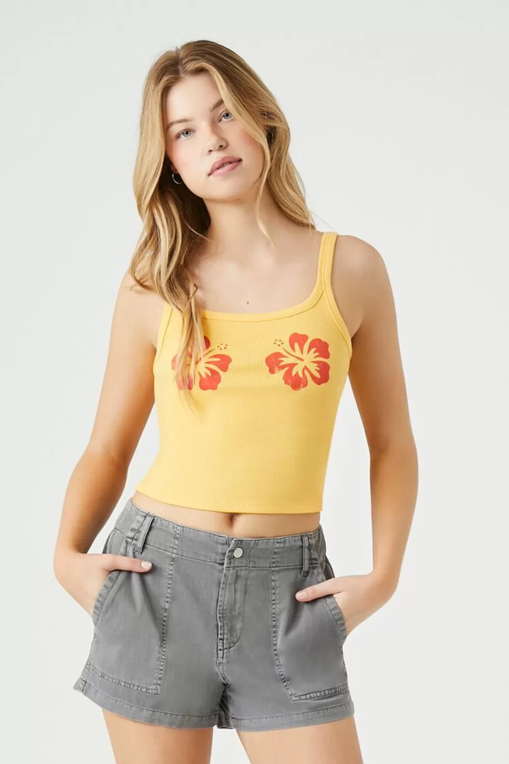 Bottoms>Forever 21 Twill Pull-On Shorts Grey