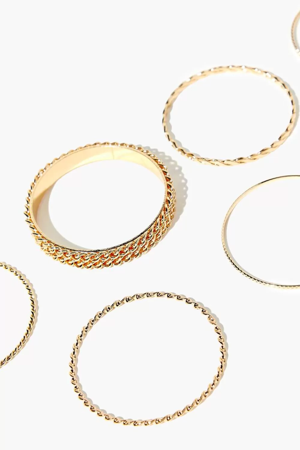 Bracelets>Forever 21 Twisted Bangle Bracelet Set Gold