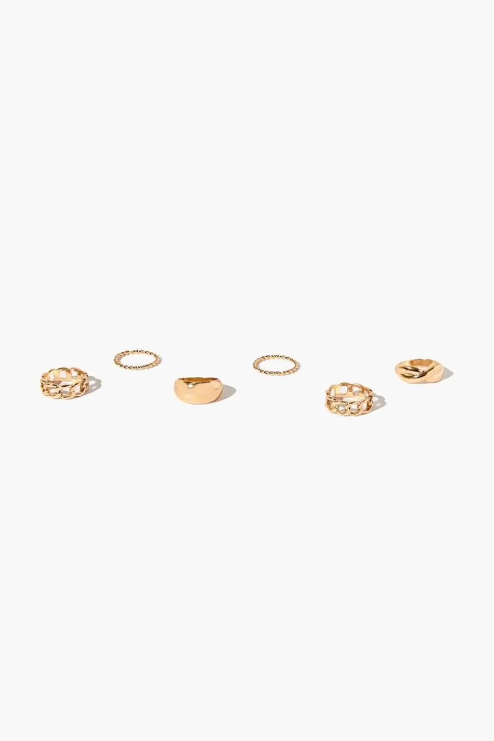 Rings>Forever 21 Twisted Chain Ring Set Gold