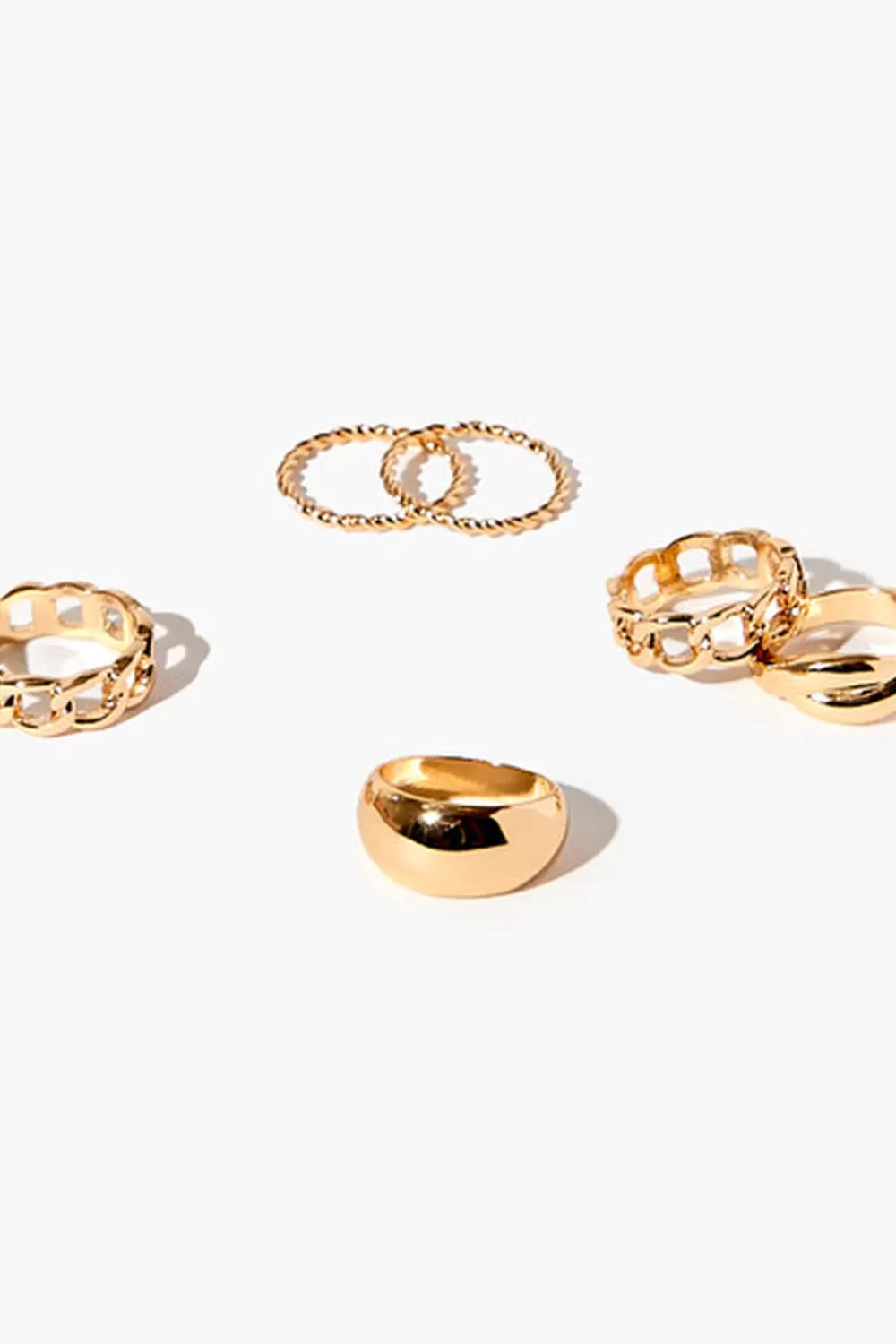 Rings>Forever 21 Twisted Chain Ring Set Gold