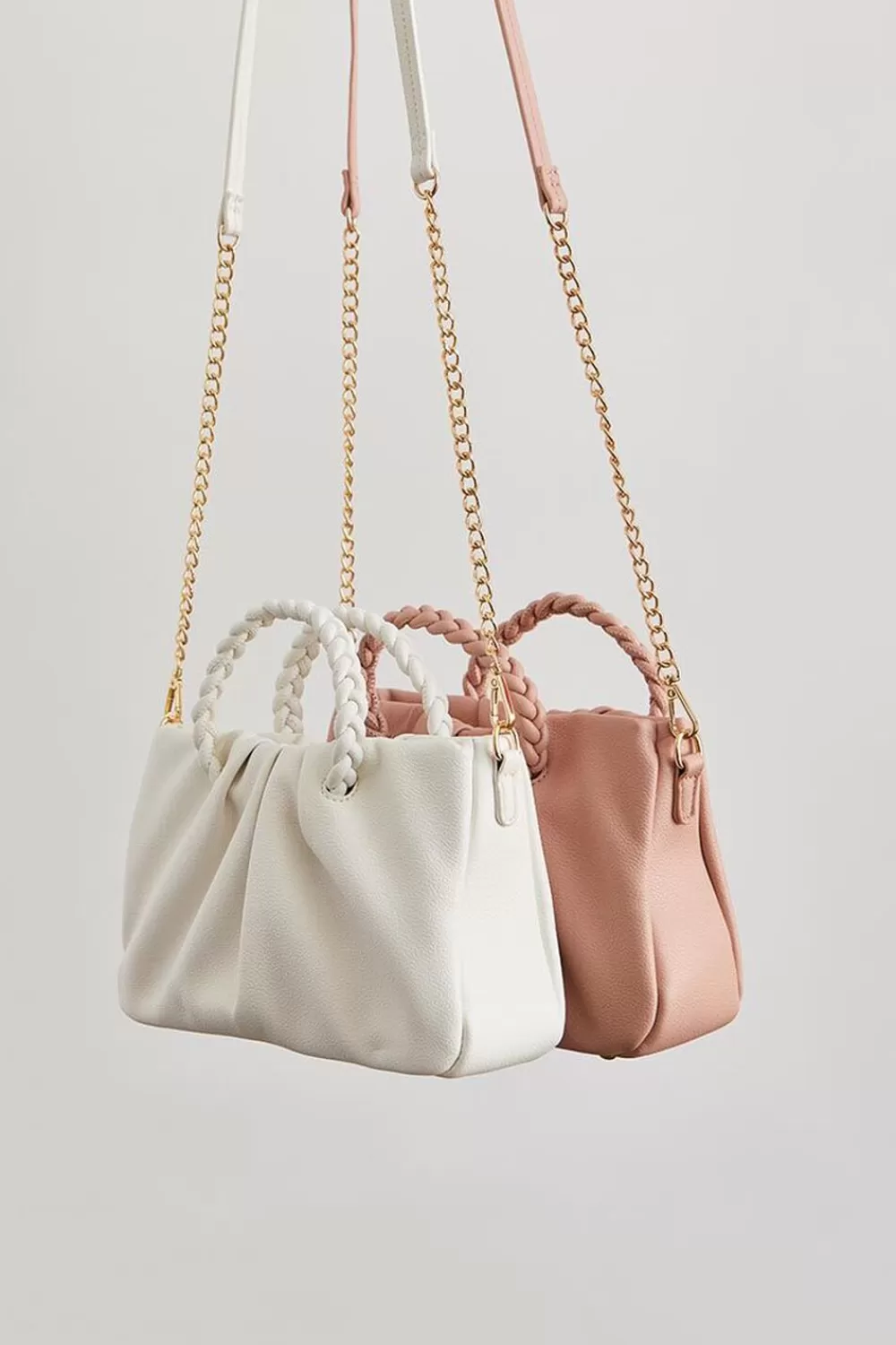 Bags + Backpacks>Forever 21 Twisted Faux Leather Crossbody Bag White