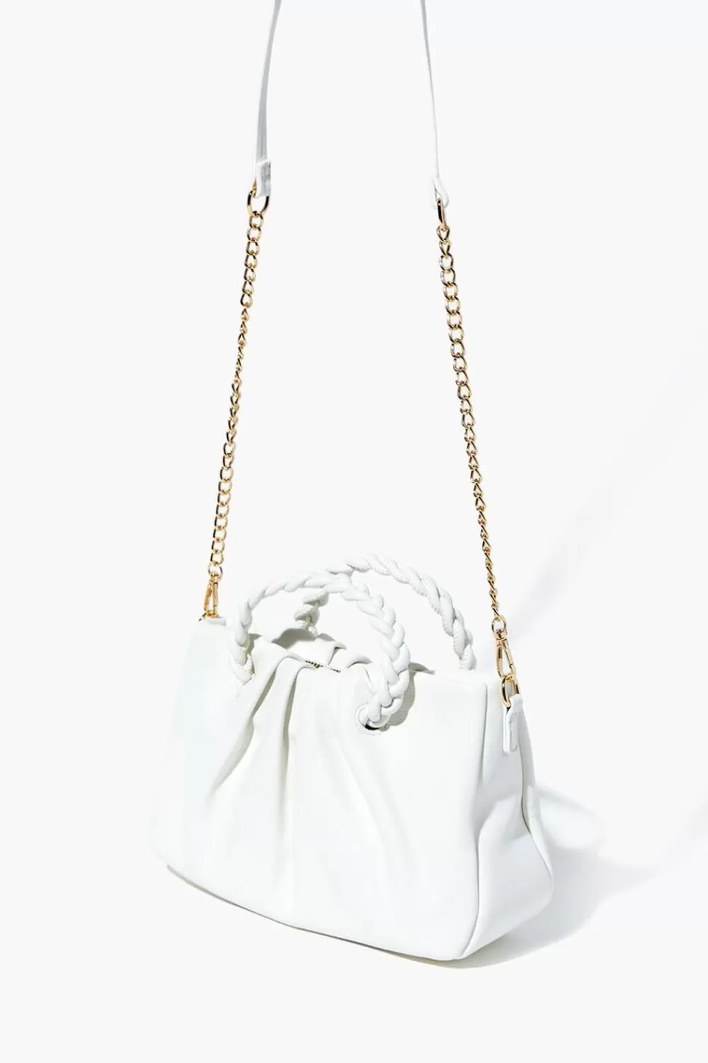 Bags + Backpacks>Forever 21 Twisted Faux Leather Crossbody Bag White