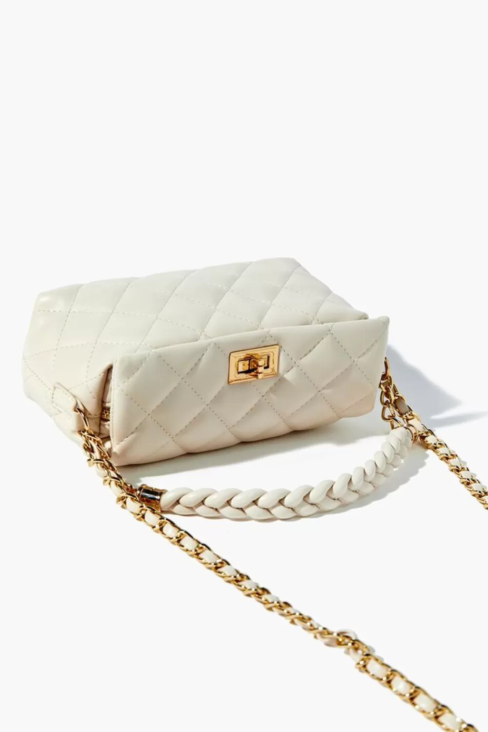 Bags + Backpacks>Forever 21 Twisted Faux Leather Crossbody Bag Cream