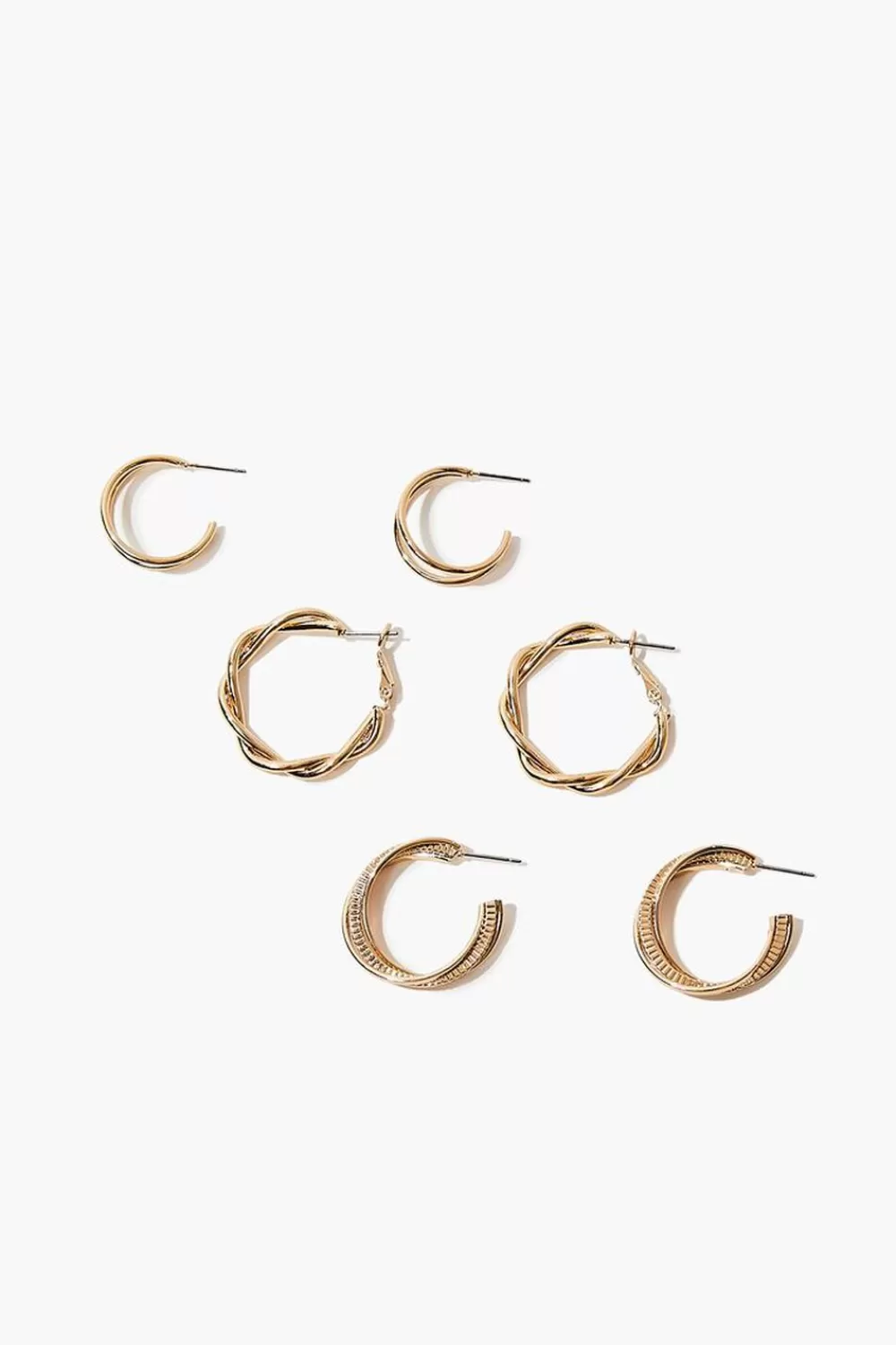 Earrings>Forever 21 Twisted Hoop Earring Set Gold
