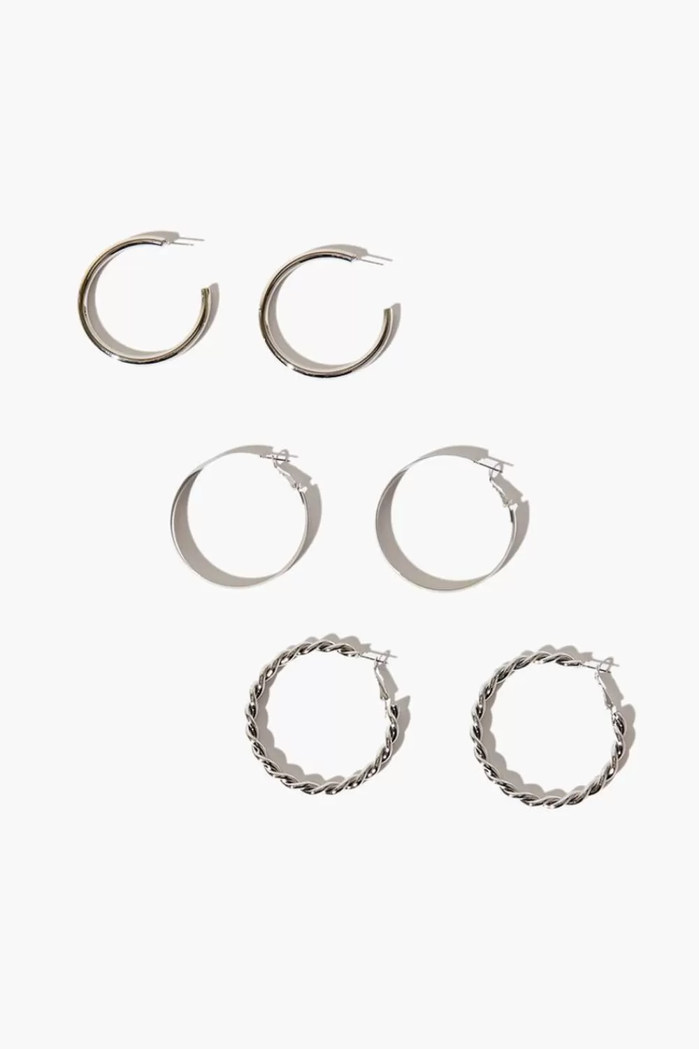 Earrings>Forever 21 Twisted Hoop Earring Set Silver
