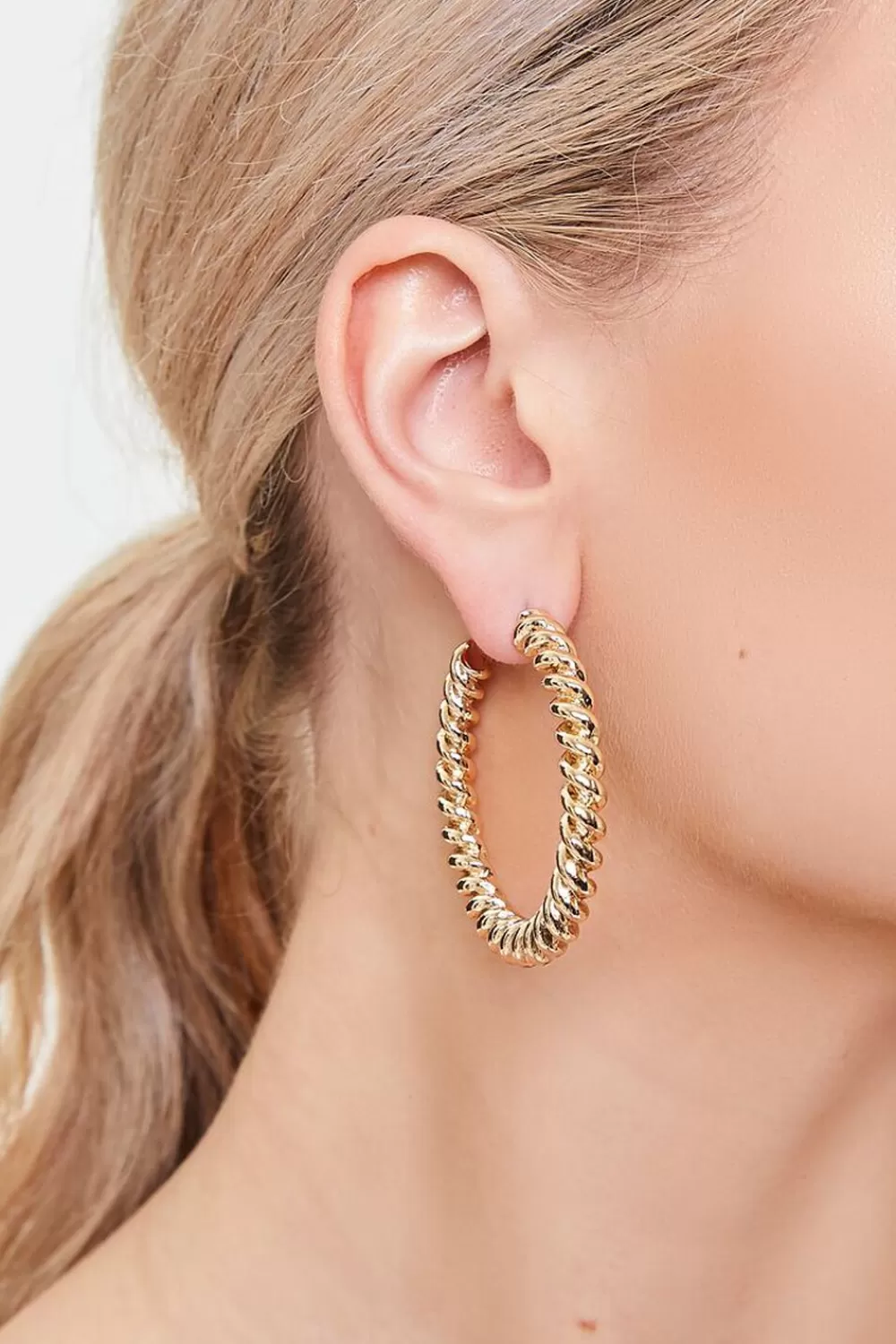 Earrings>Forever 21 Twisted Hoop Earrings Gold