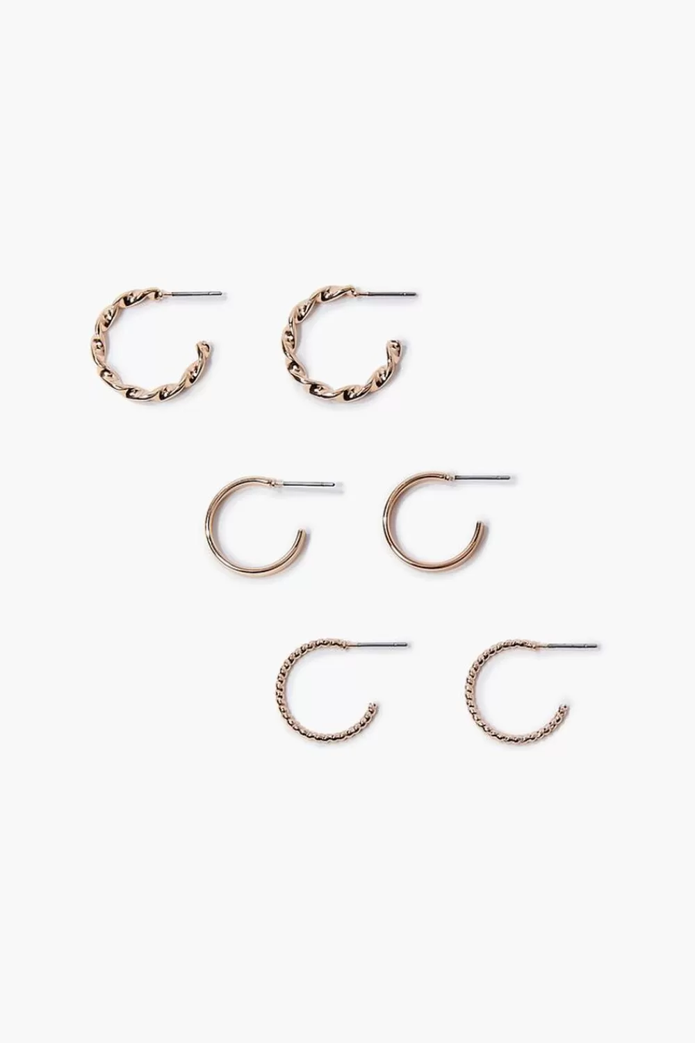 Earrings>Forever 21 Twisted Open-End Hoop Earring Set Gold