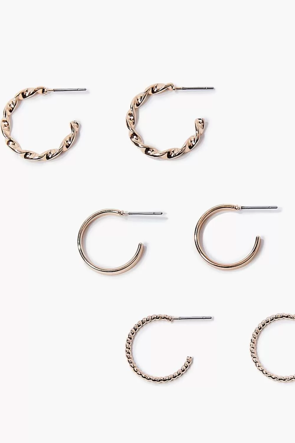 Earrings>Forever 21 Twisted Open-End Hoop Earring Set Gold