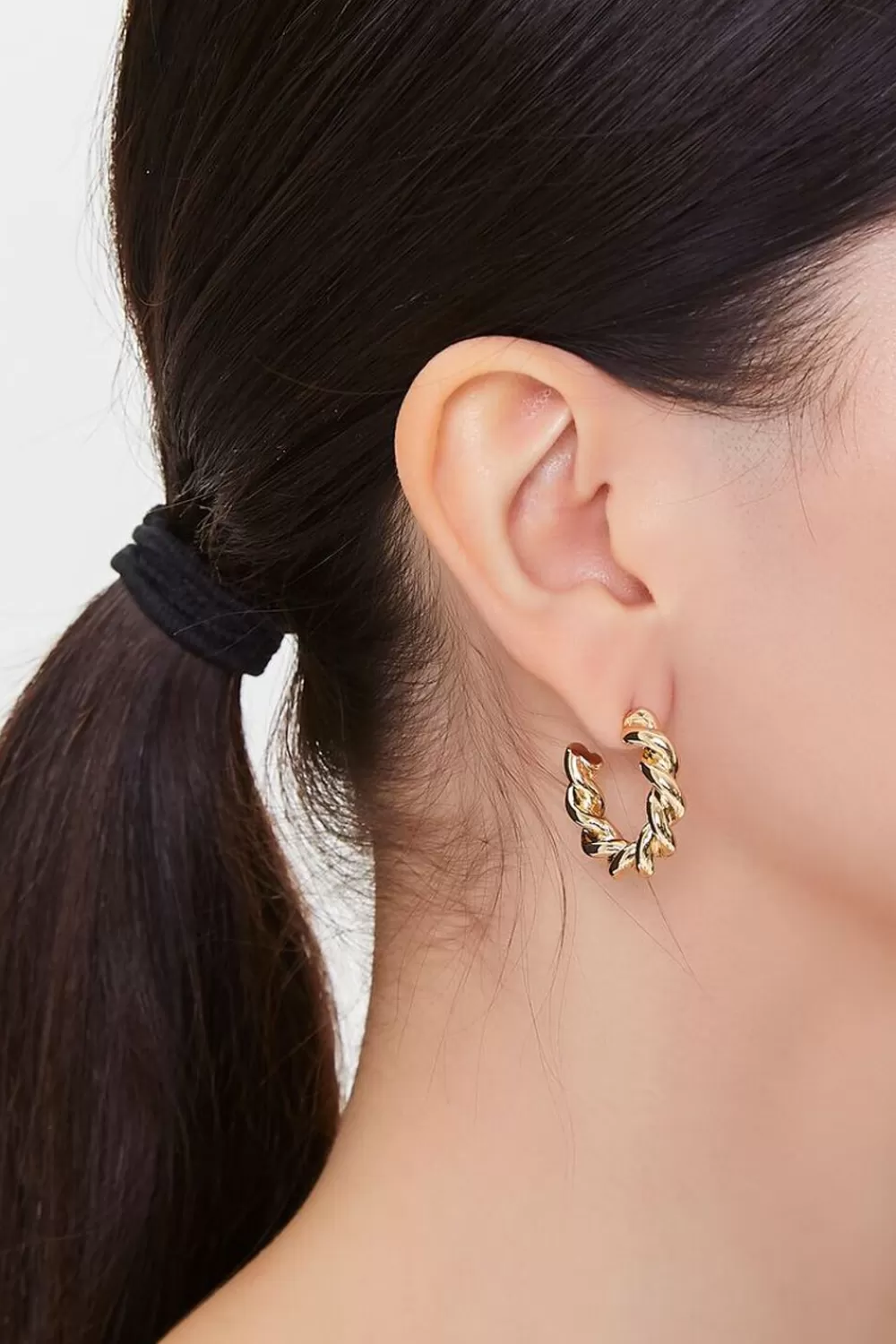 Earrings>Forever 21 Twisted Open-End Hoop Earrings Gold